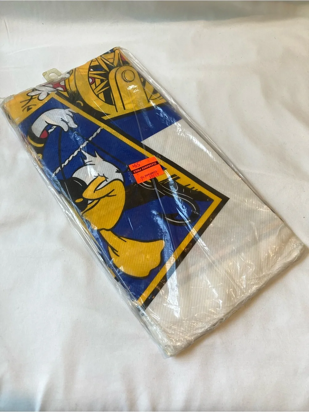 Vintage Disney Tablecloth Mickey Mouse Donald Pluto Birthday Party Steamboat NEW